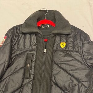 Ferrari / Puma Black Puffer Jacket with Red Accents